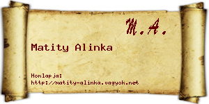 Matity Alinka névjegykártya